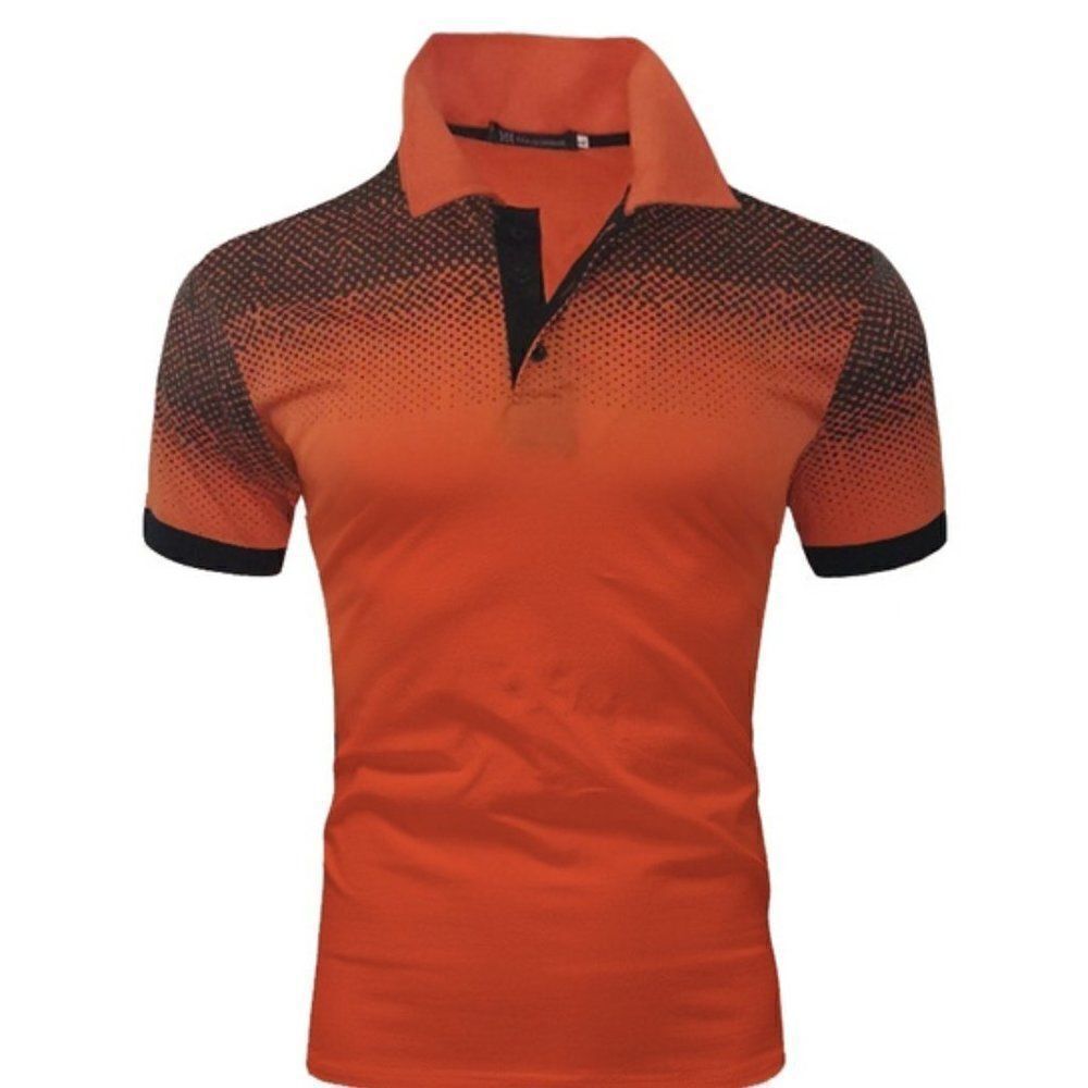 NEON ORANGE BLACK GOLF COLLARED POLO SHIRT
